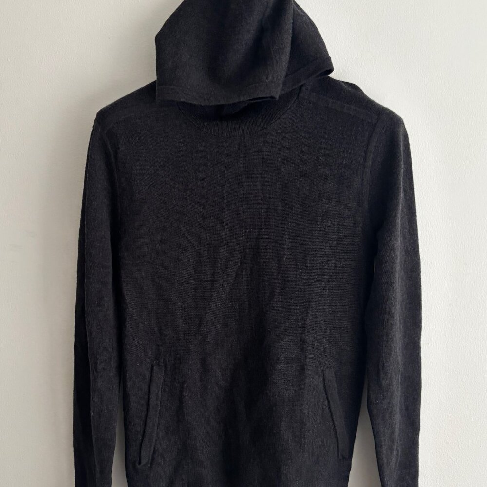 $240 Lululemon Alpine Air Pullover Black Merino Wool Hoodie/ Sweater - Small